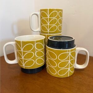 Orla Kiely Mustard Linear Stem Pattern Mugs